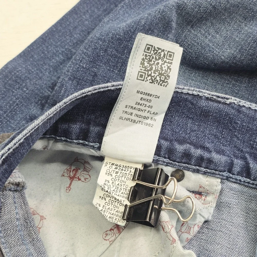 True Religion World Tour Jeans Men's 40x30 Section Straight Flap Pocket Blue EUC